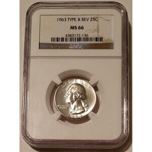 1963 Washington Quarter Type B Reverse Variety FS-901 MS66 NGC